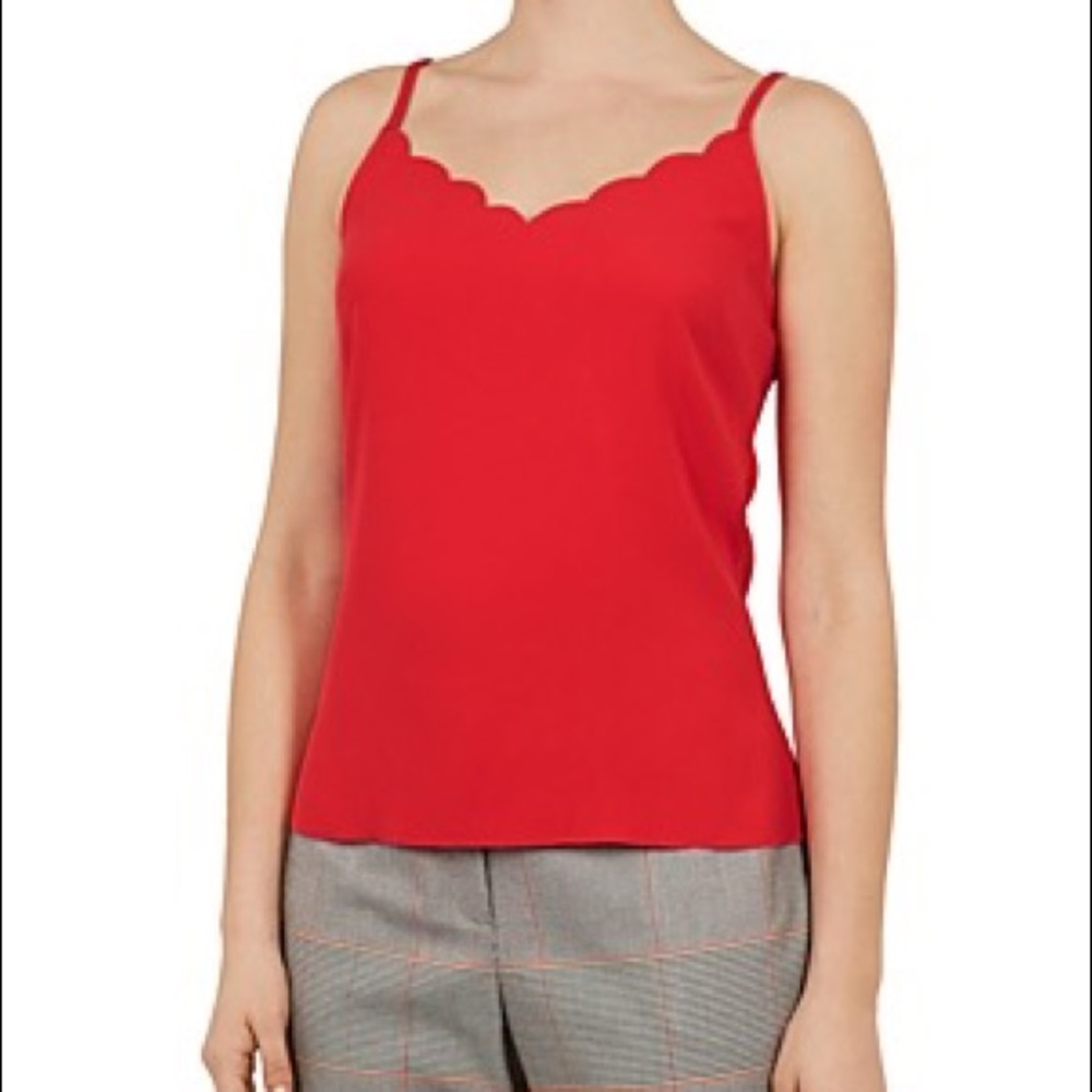 NWOT Ted Baker Red SIINAScallop neckline cami top